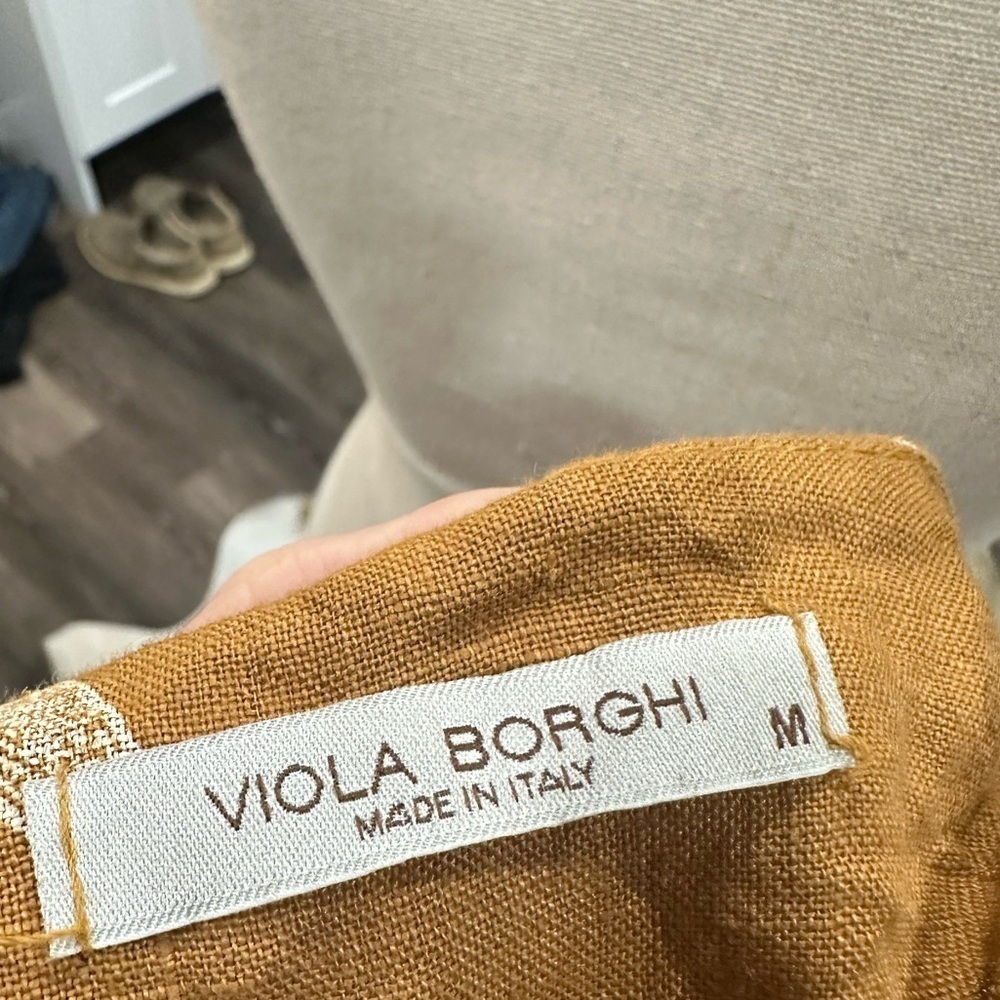 Viola Borghi Top Size Medium Linen Dragon Fly Shirt 3/4 Sleeve Linen - Picture 4 of 5